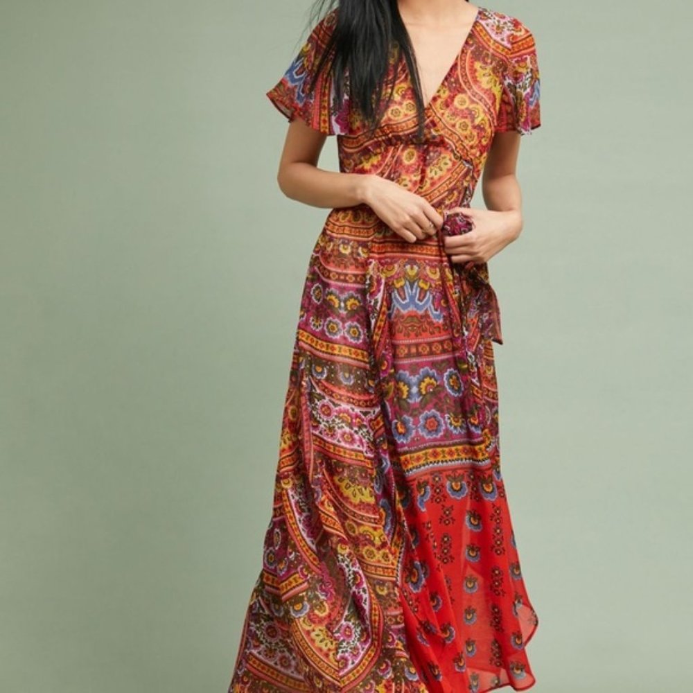 Akemi + Kin | Murol Wrapped Maxi Dress Anthro XS 2 - Picture 4 of 12